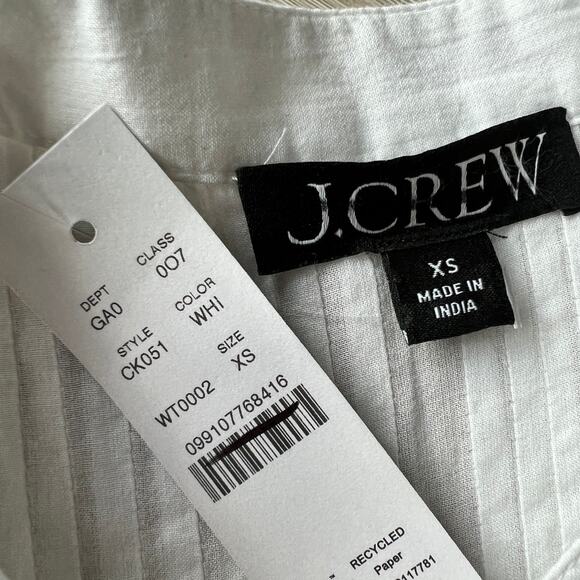 J Crew Lace Trim Pintuck Top In Cotton Voile Womens XS White Flaw - Picture 2 of 10